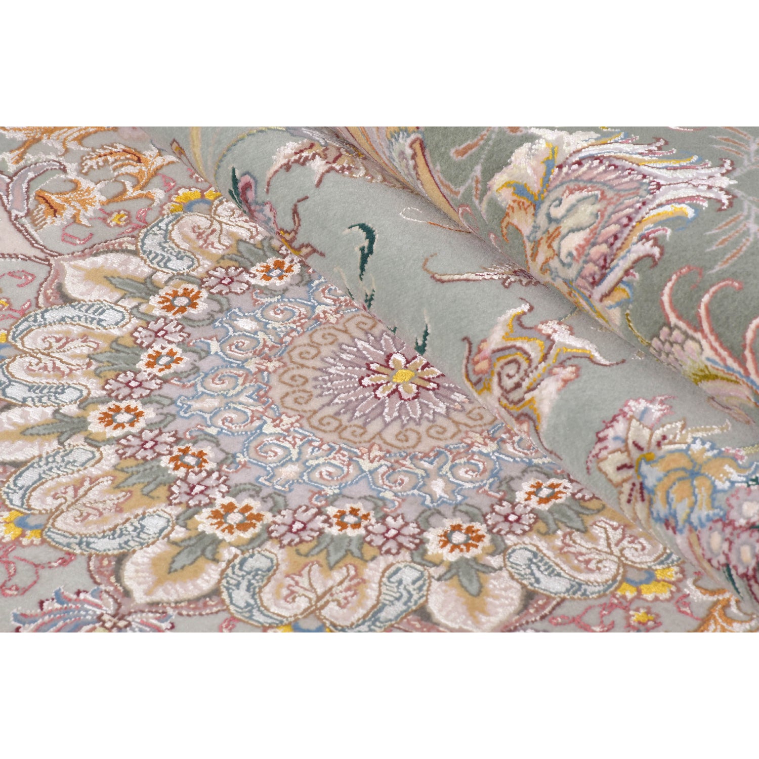 Tappeto Tabriz 60 Raj trama seta 307 x 204 cm