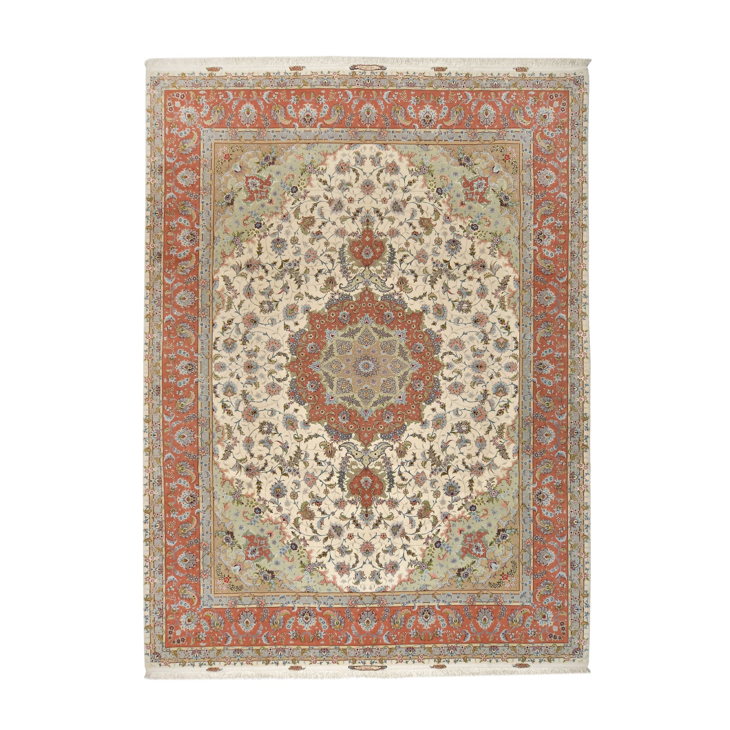 Tappeto Tabriz 50 Raj Trama in seta 403 x 300  cm